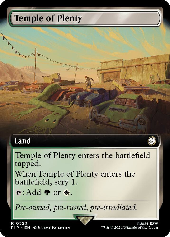 Temple of Plenty (Extended Art) 523 card from Universes Beyond: Fallout