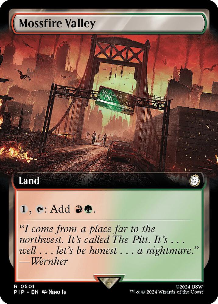 Mossfire Valley (Extended Art) 501 card from Universes Beyond: Fallout