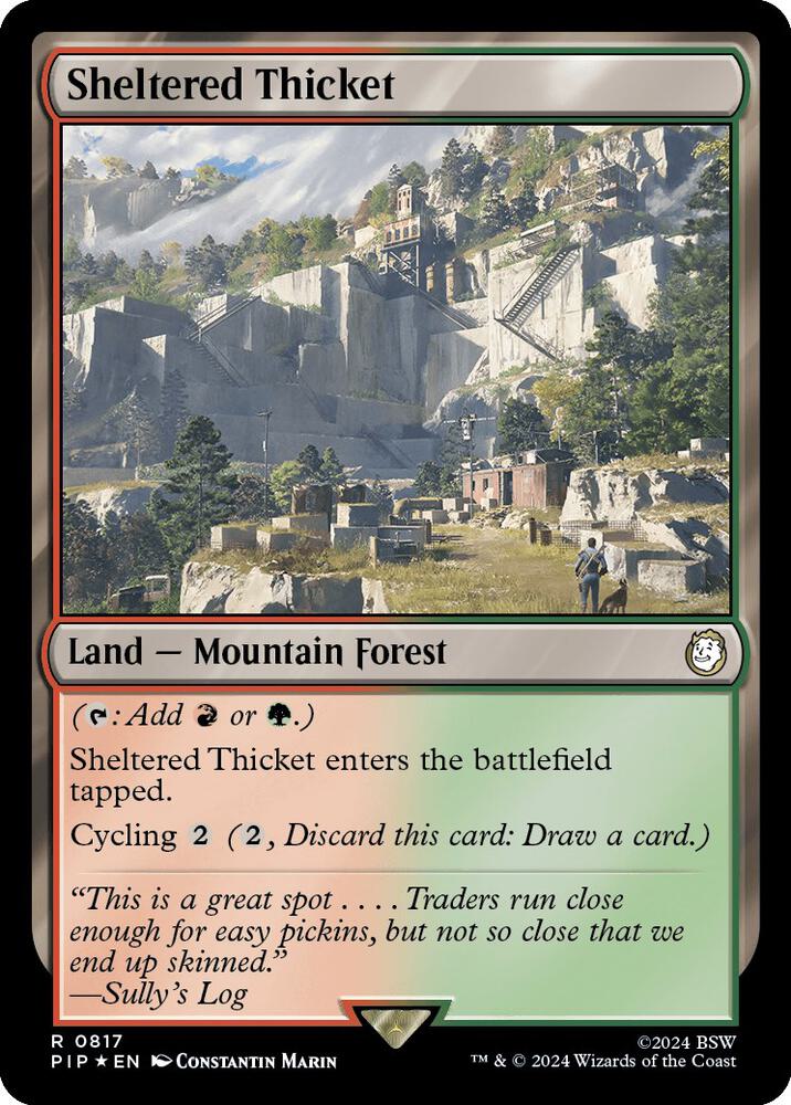 Sheltered Thicket (Surge Foil) 817 card from Universes Beyond: Fallout