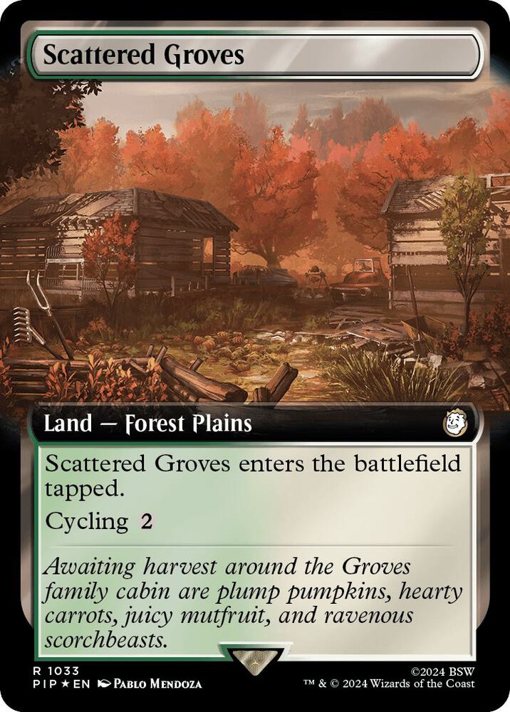 Scattered Groves (Extended Art) (Surge Foil) 1033 card from Universes Beyond: Fallout