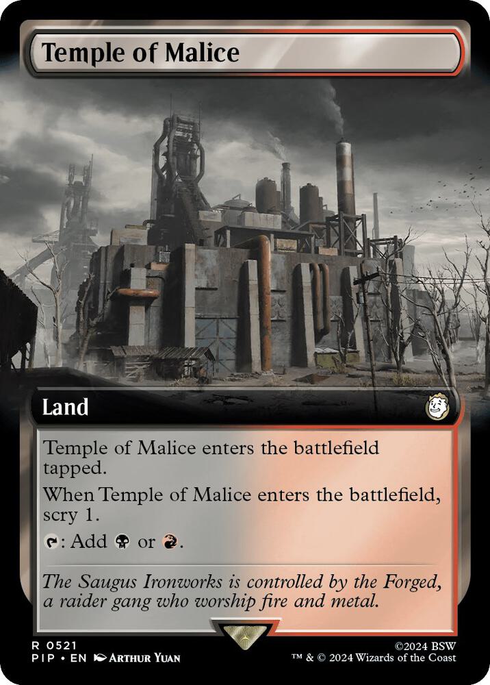 Temple of Malice (Extended Art) 521 card from Universes Beyond: Fallout