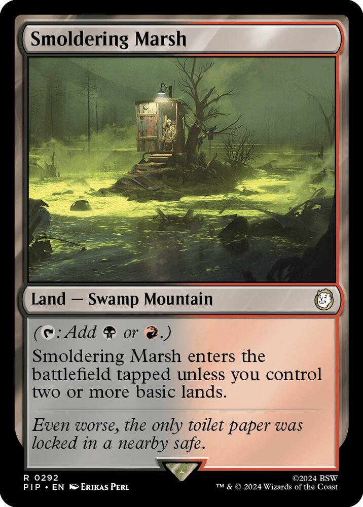 Smoldering Marsh 292 card from Universes Beyond: Fallout