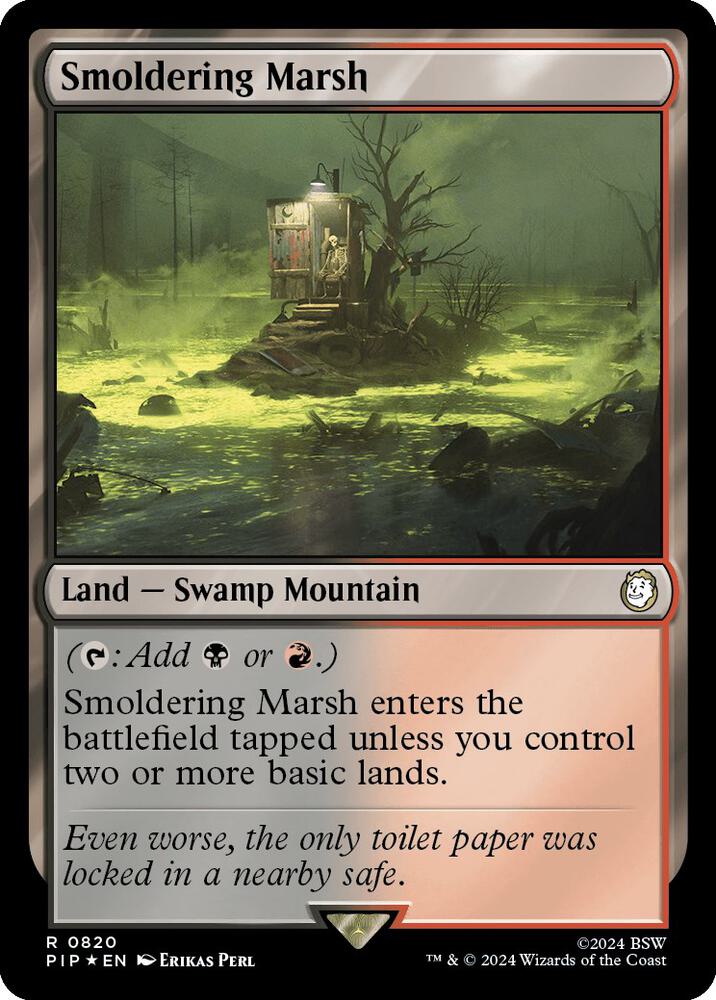 Smoldering Marsh (Surge Foil) 820 card from Universes Beyond: Fallout