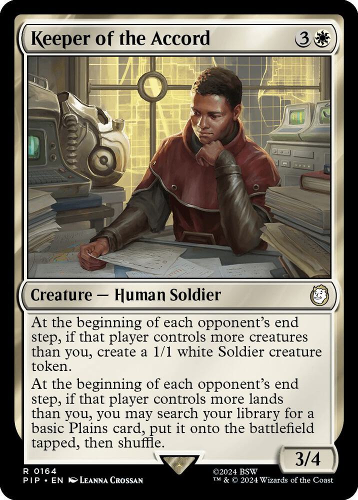 Keeper of the Accord 164 card from Universes Beyond: Fallout