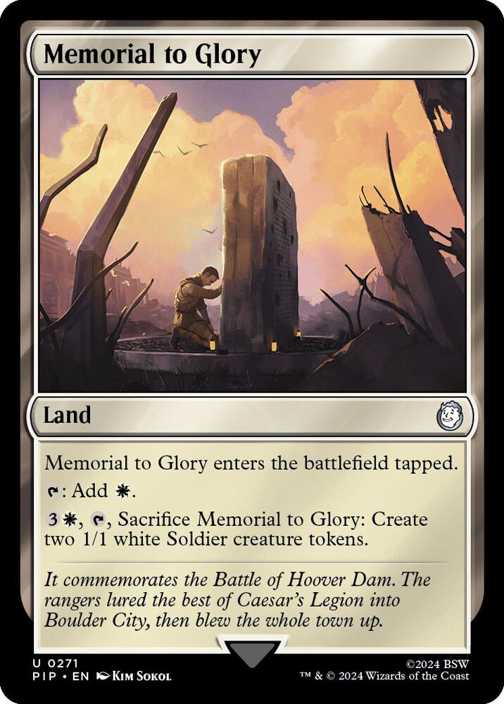 Memorial to Glory 271 card from Universes Beyond: Fallout