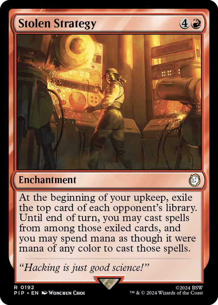 Stolen Strategy 192 card from Universes Beyond: Fallout