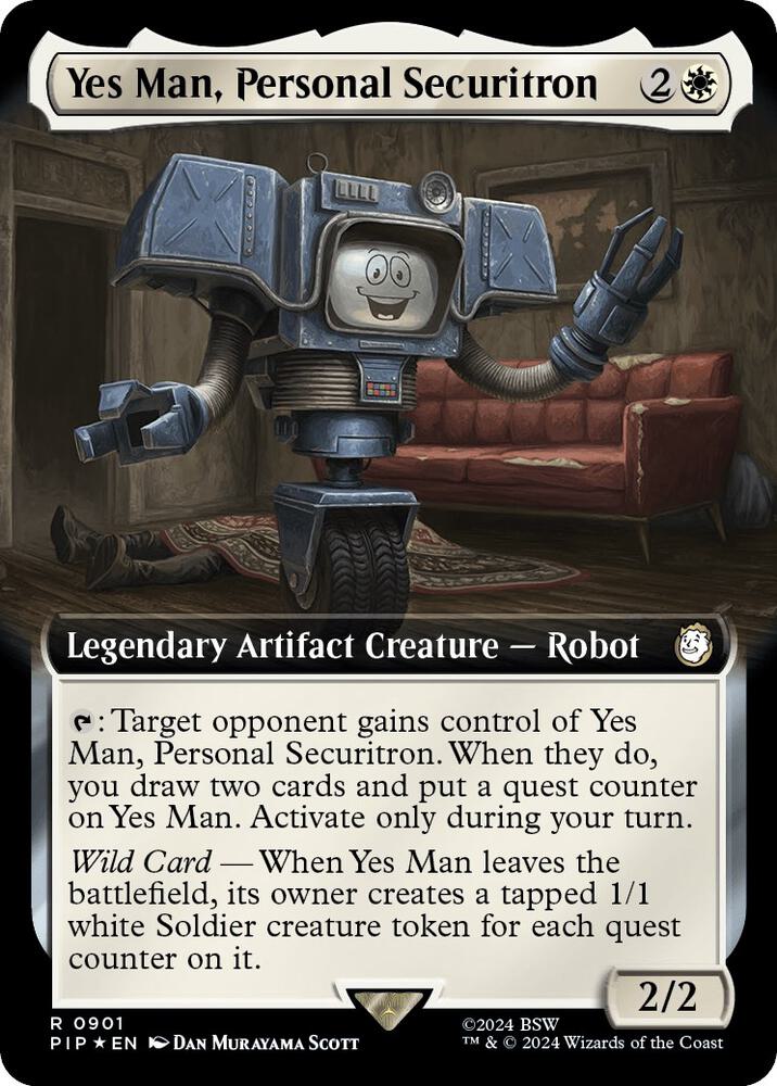 Yes Man, Personal Securitron (Extended Art) (Surge Foil) 901 card from Universes Beyond: Fallout