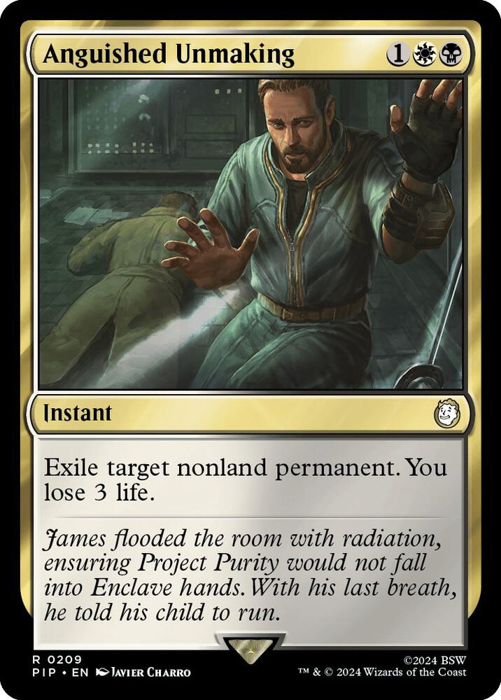 Anguished Unmaking 209 card from Universes Beyond: Fallout