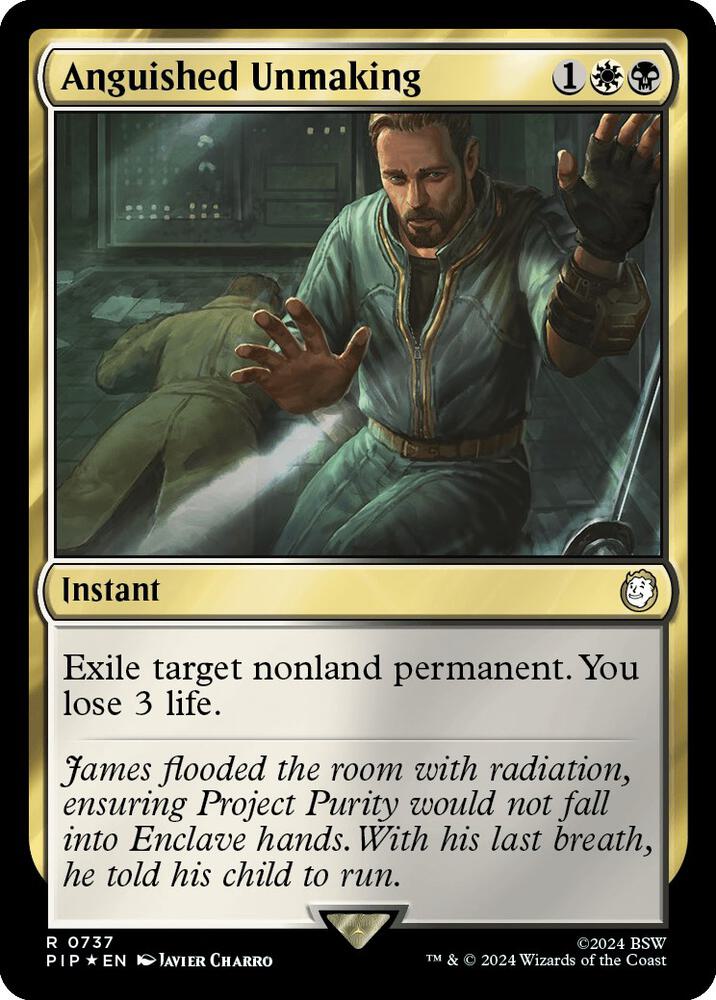 Anguished Unmaking (Surge Foil) 737 card from Universes Beyond: Fallout
