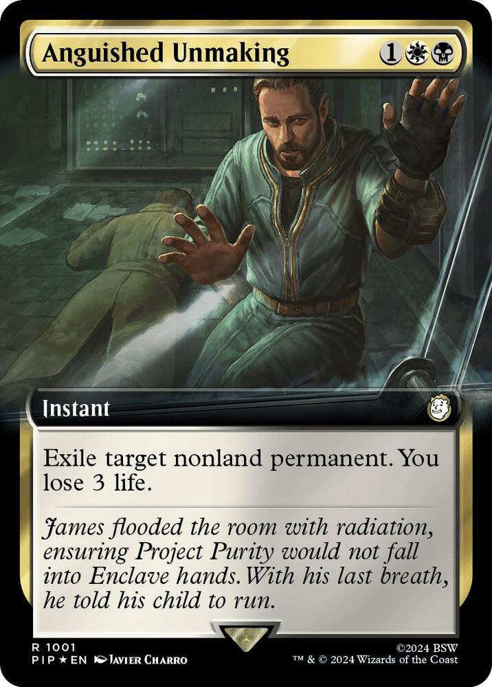 Anguished Unmaking (Extended Art) (Surge Foil) 1001 card from Universes Beyond: Fallout