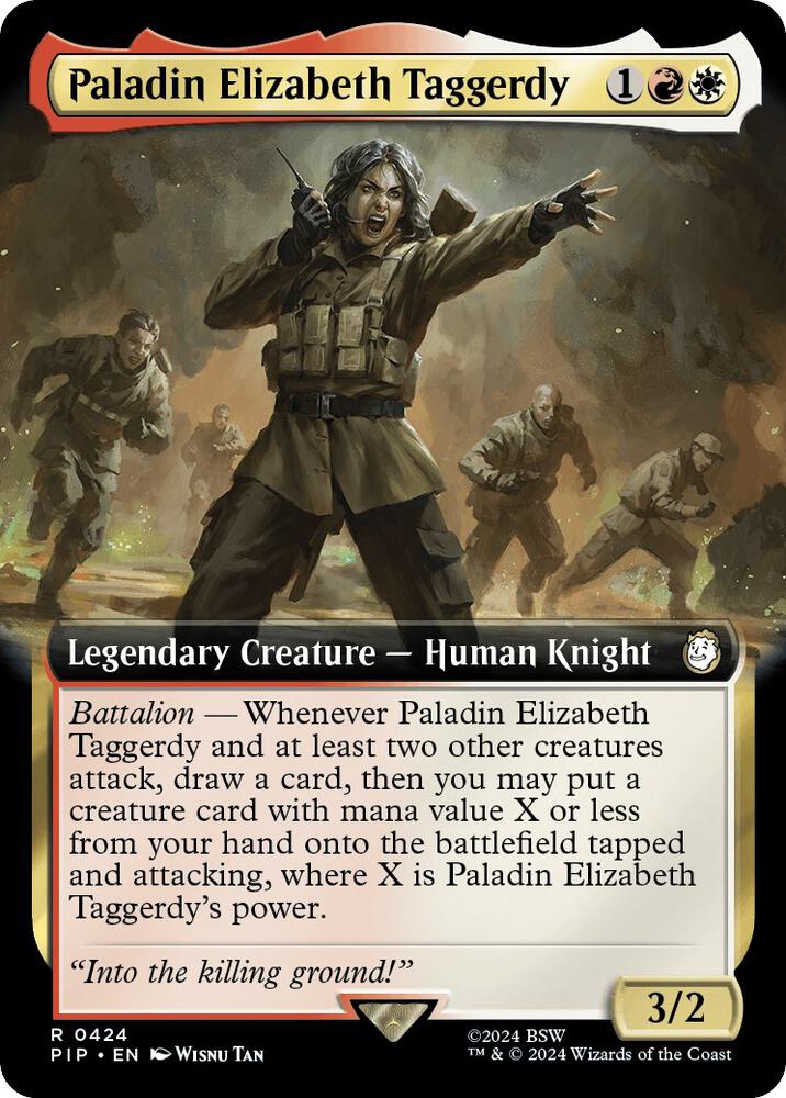 Paladin Elizabeth Taggerdy (Extended Art) 424 card from Universes Beyond: Fallout