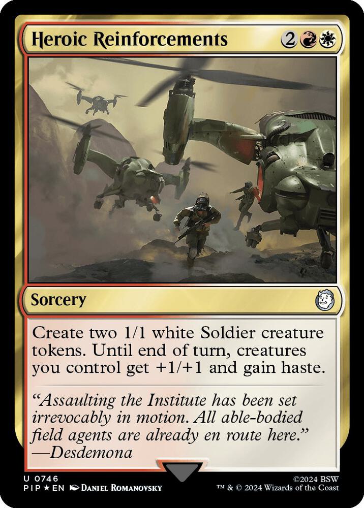 Heroic Reinforcements (Surge Foil) 746 card from Universes Beyond: Fallout