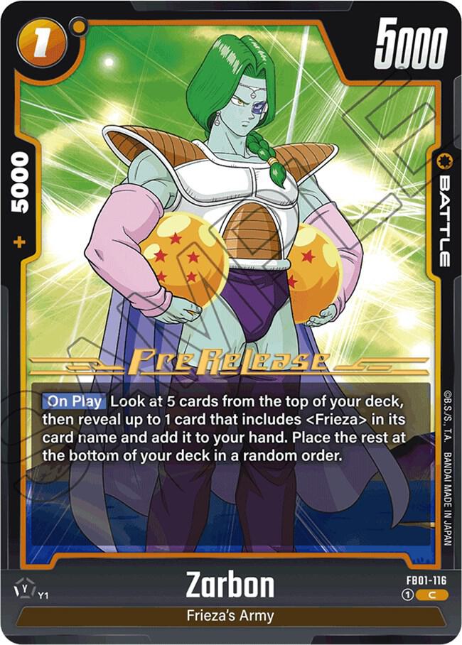 Zarbon FB01-116 card from Awakened Pulse Pre-Release Cards