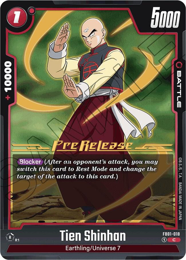 Tien Shinhan FB01-018 card from Awakened Pulse Pre-Release Cards