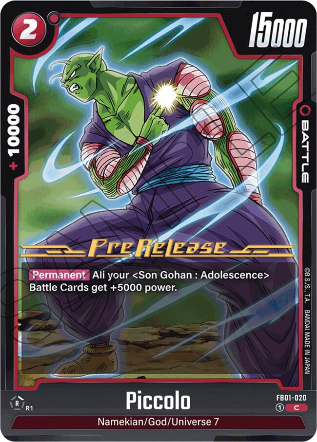 Piccolo FB01-020 card from Awakened Pulse Pre-Release Cards