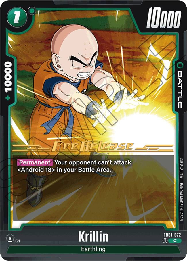 Krillin FB01-072 card from Awakened Pulse Pre-Release Cards