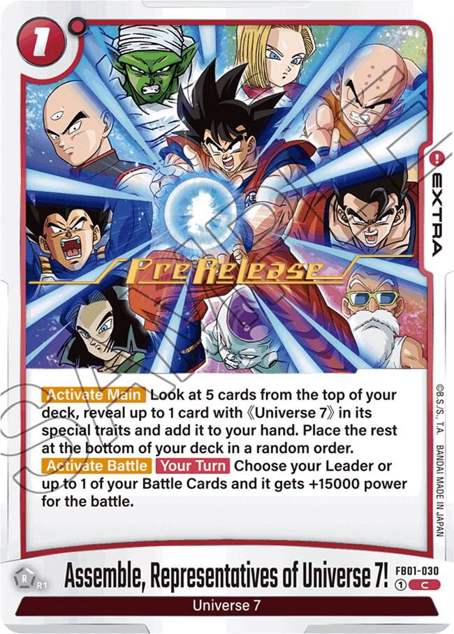 Assemble, Representatives of Universe 7! FB01-030 card from Awakened Pulse Pre-Release Cards