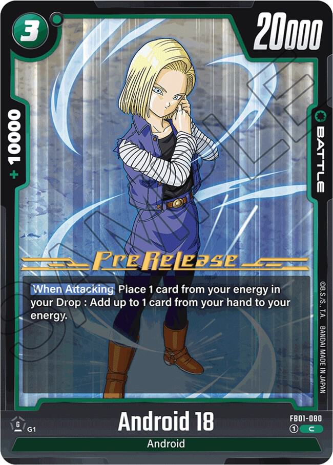 Android 18 FB01-080 card from Awakened Pulse Pre-Release Cards