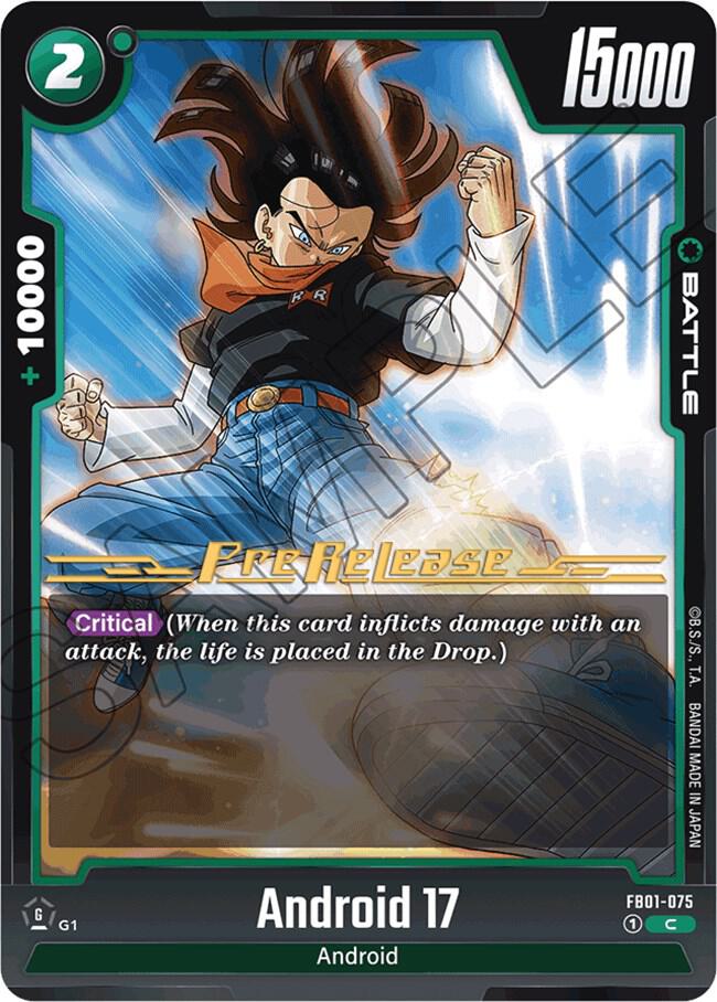 Android 17 FB01-075 card from Awakened Pulse Pre-Release Cards