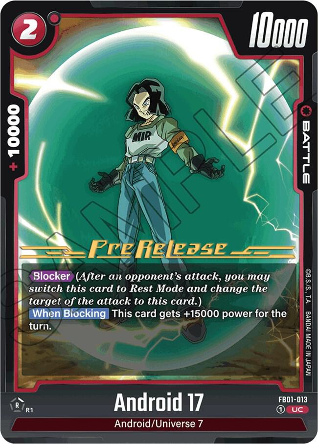 Android 17 FB01-013 card from Awakened Pulse Pre-Release Cards