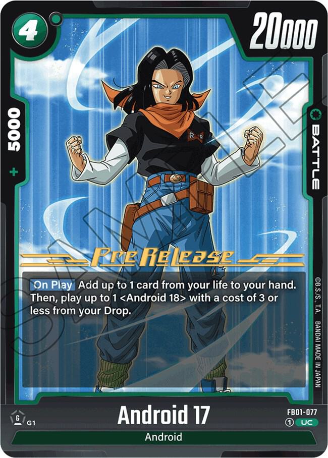 Android 17 FB01-077 card from Awakened Pulse Pre-Release Cards