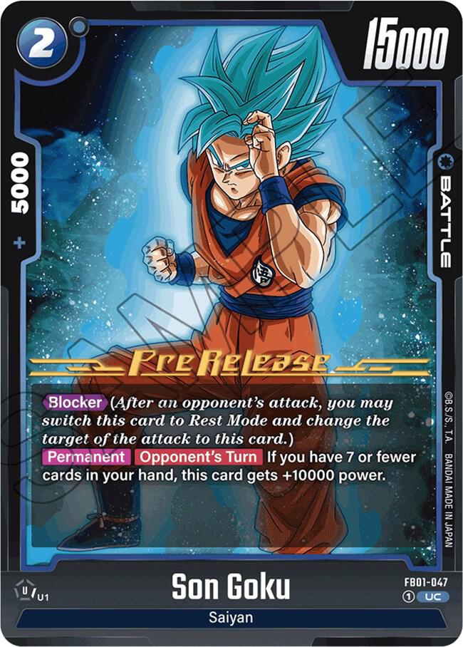 Son Goku FB01-047 card from Awakened Pulse Pre-Release Cards