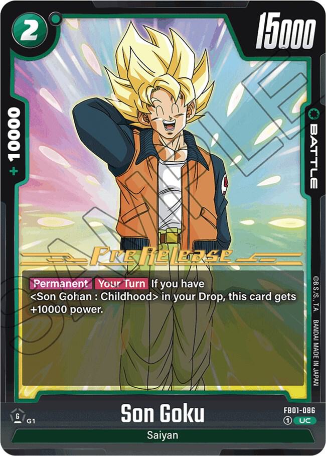 Son Goku FB01-086 card from Awakened Pulse Pre-Release Cards