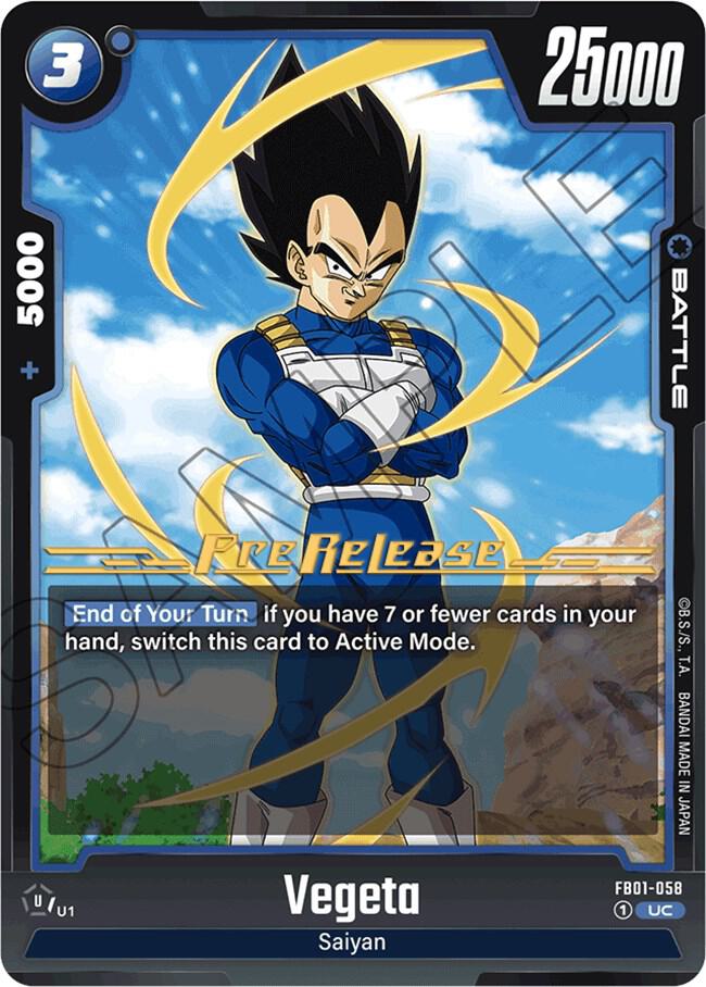 Vegeta FB01-058 card from Awakened Pulse Pre-Release Cards