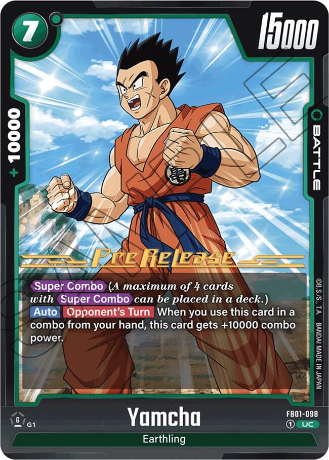 Yamcha FB01-098 card from Awakened Pulse Pre-Release Cards