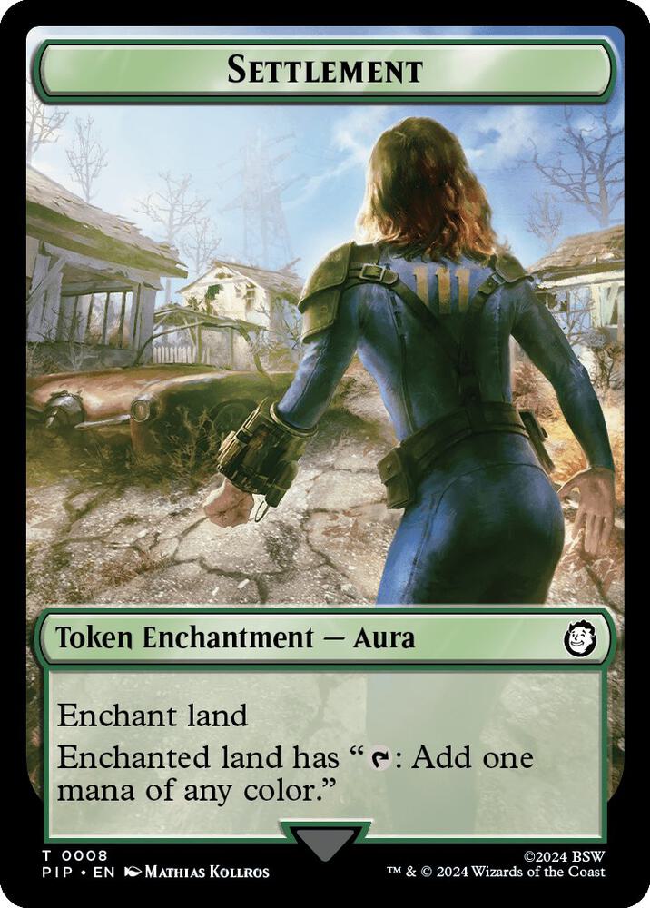 Settlement // Human Soldier Double-Sided Token 8 // 3 card from Universes Beyond: Fallout