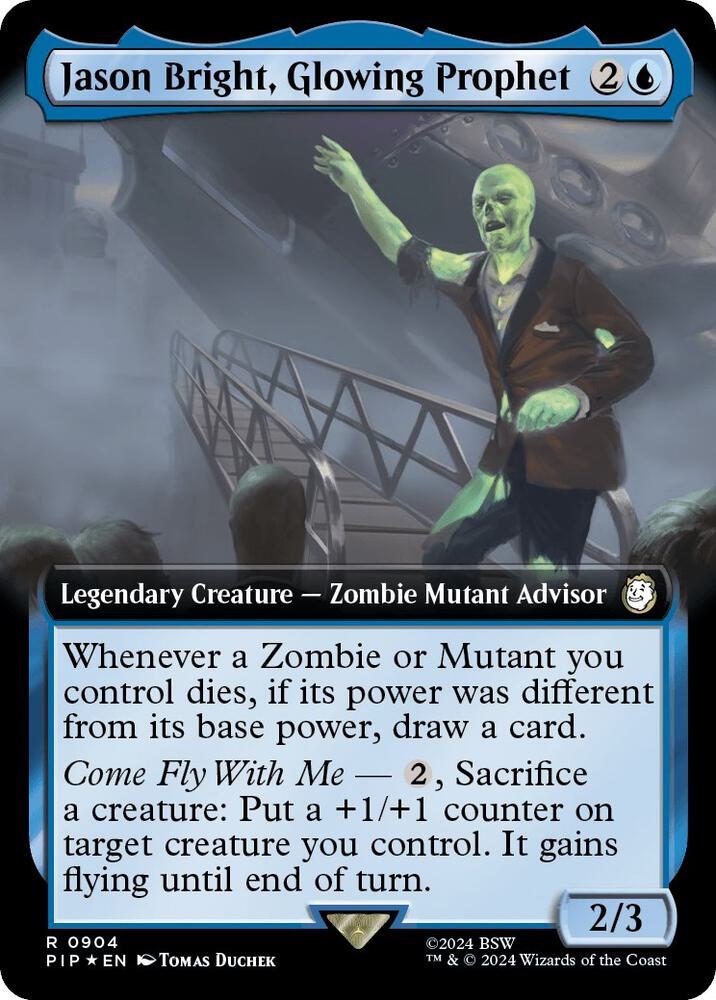 Jason Bright, Glowing Prophet (Extended Art) (Surge Foil) 904 card from Universes Beyond: Fallout
