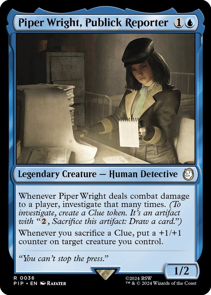 Piper Wright, Publick Reporter 36 card from Universes Beyond: Fallout