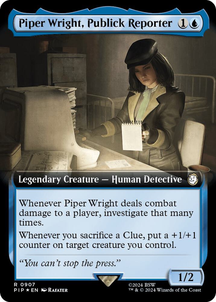 Piper Wright, Publick Reporter (Extended Art) (Surge Foil) 907 card from Universes Beyond: Fallout