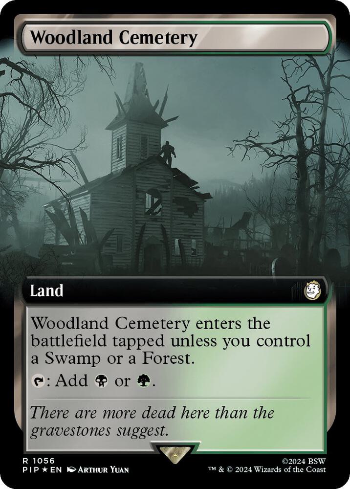 Woodland Cemetery (Extended Art) (Surge Foil) 1056 card from Universes Beyond: Fallout