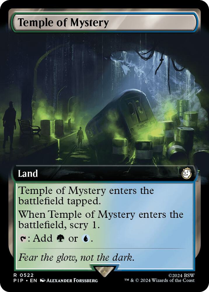 Temple of Mystery (Extended Art) 522 card from Universes Beyond: Fallout