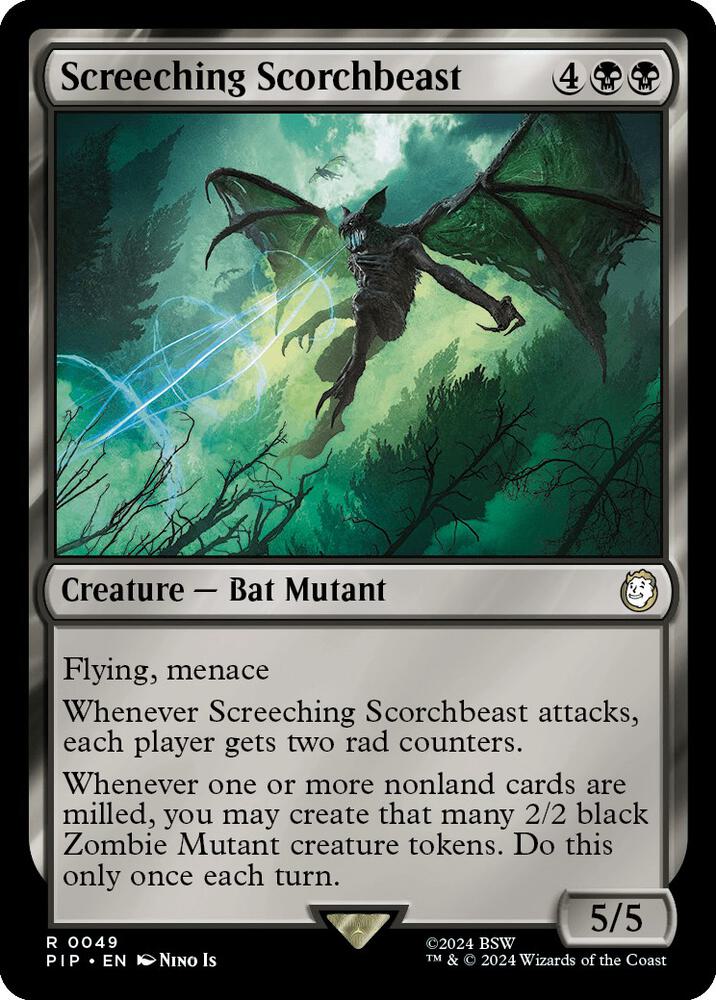 Screeching Scorchbeast 49 card from Universes Beyond: Fallout
