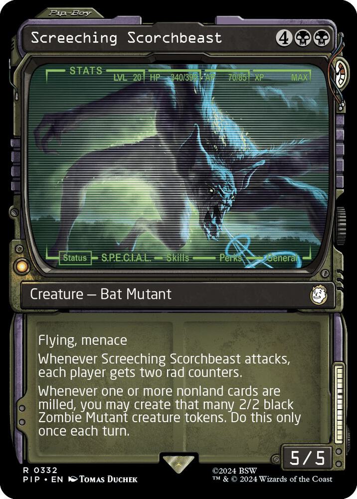 Screeching Scorchbeast (Showcase) 332 card from Universes Beyond: Fallout