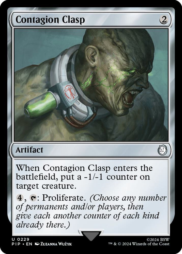 Contagion Clasp 229 card from Universes Beyond: Fallout