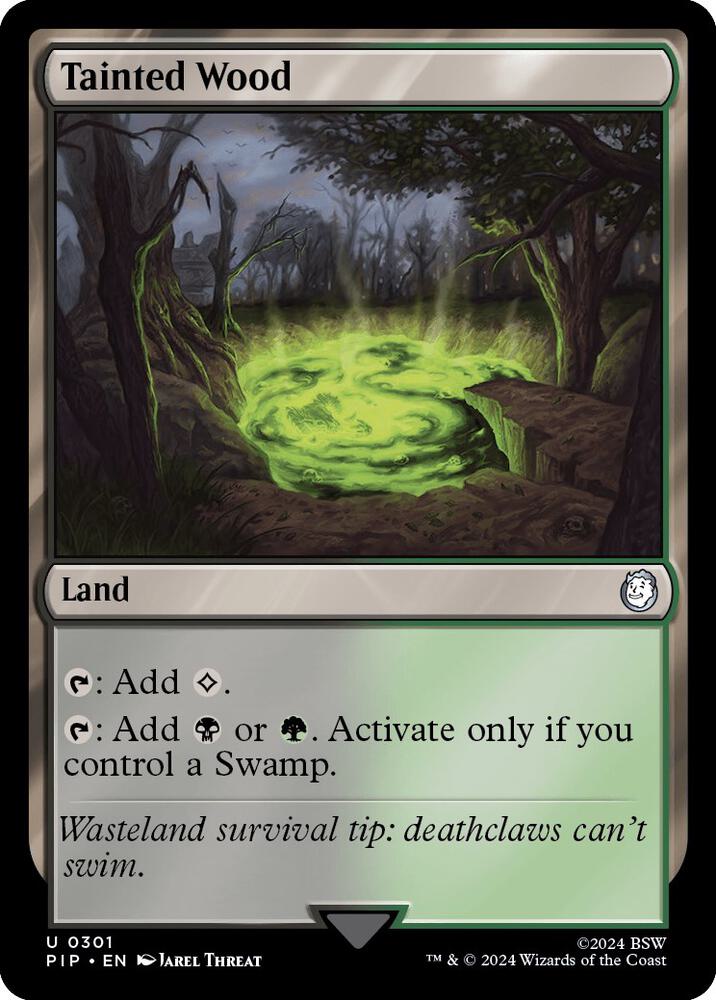 Tainted Wood 301 card from Universes Beyond: Fallout