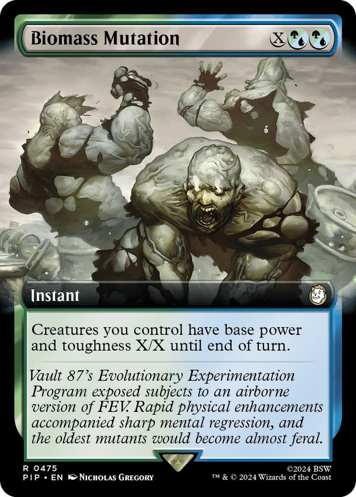 Biomass Mutation (Extended Art) 475 card from Universes Beyond: Fallout
