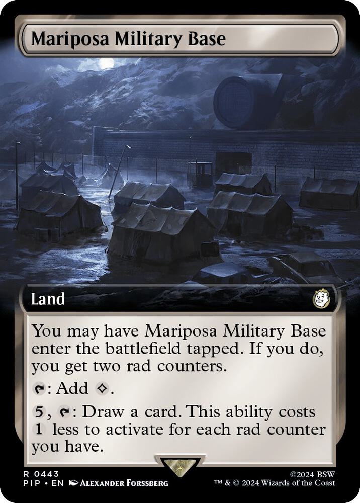 Mariposa Military Base (Extended Art) 443 card from Universes Beyond: Fallout