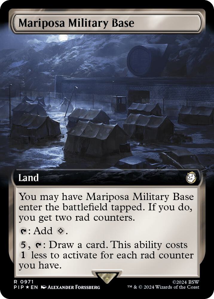 Mariposa Military Base (Extended Art) (Surge Foil) 971 card from Universes Beyond: Fallout