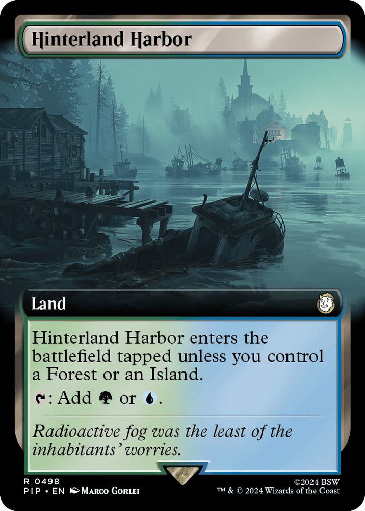 Hinterland Harbor (Extended Art) 498 card from Universes Beyond: Fallout