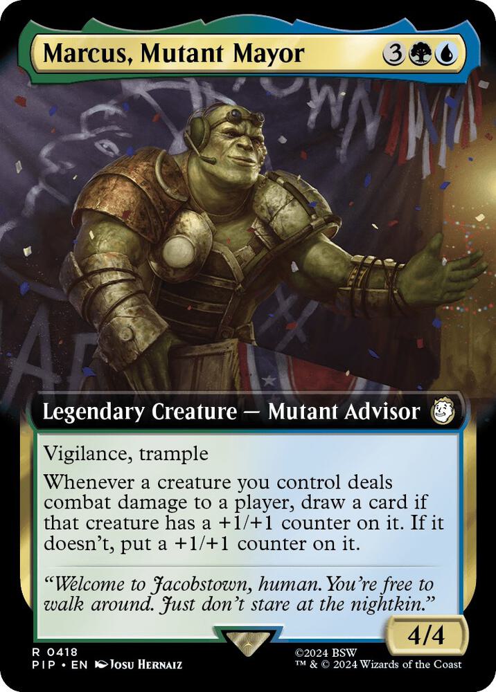 Marcus, Mutant Mayor (Extended Art) 418 card from Universes Beyond: Fallout