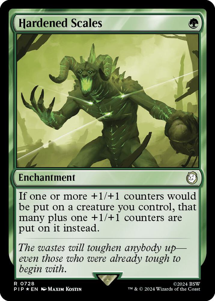 Hardened Scales (Surge Foil) 728 card from Universes Beyond: Fallout