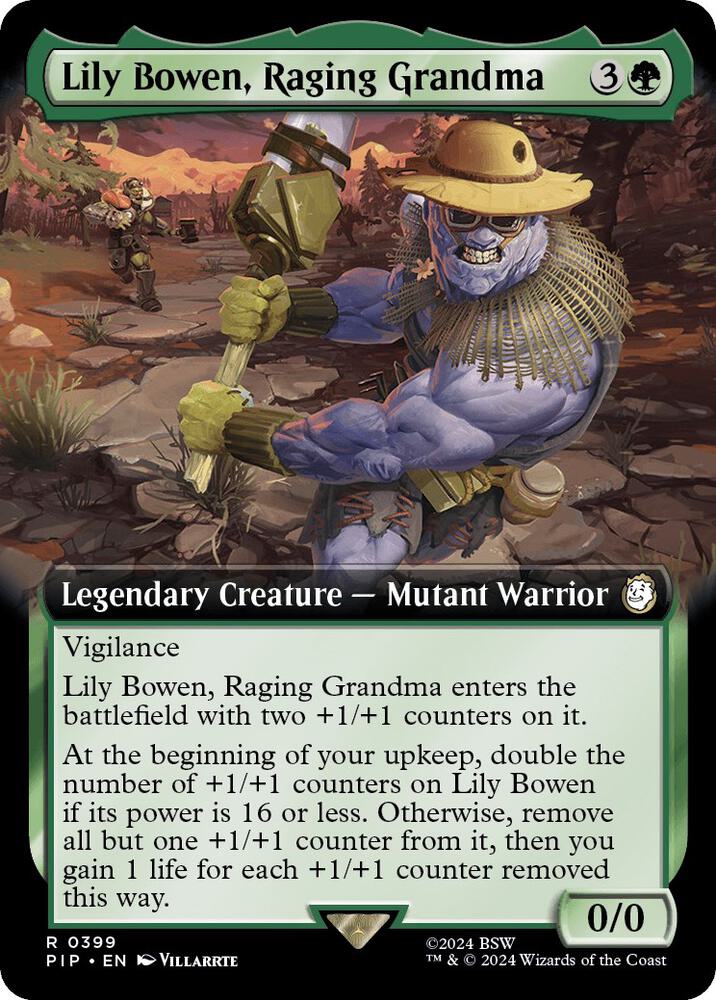 Lily Bowen, Raging Grandma (Extended Art) 399 card from Universes Beyond: Fallout