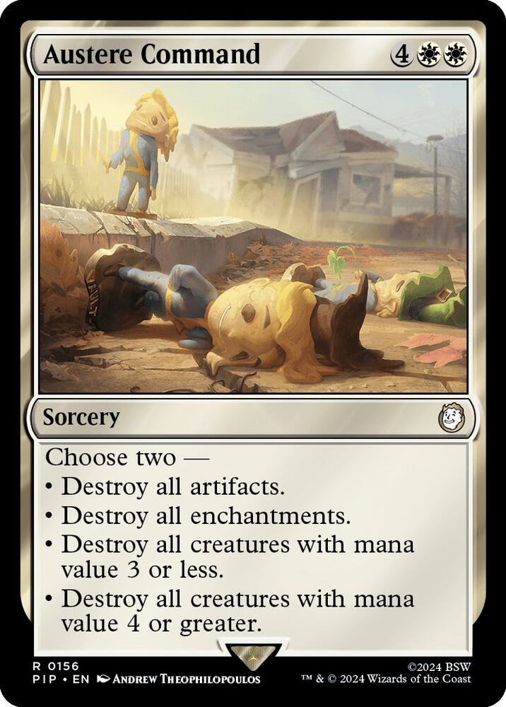 Austere Command 156 card from Universes Beyond: Fallout