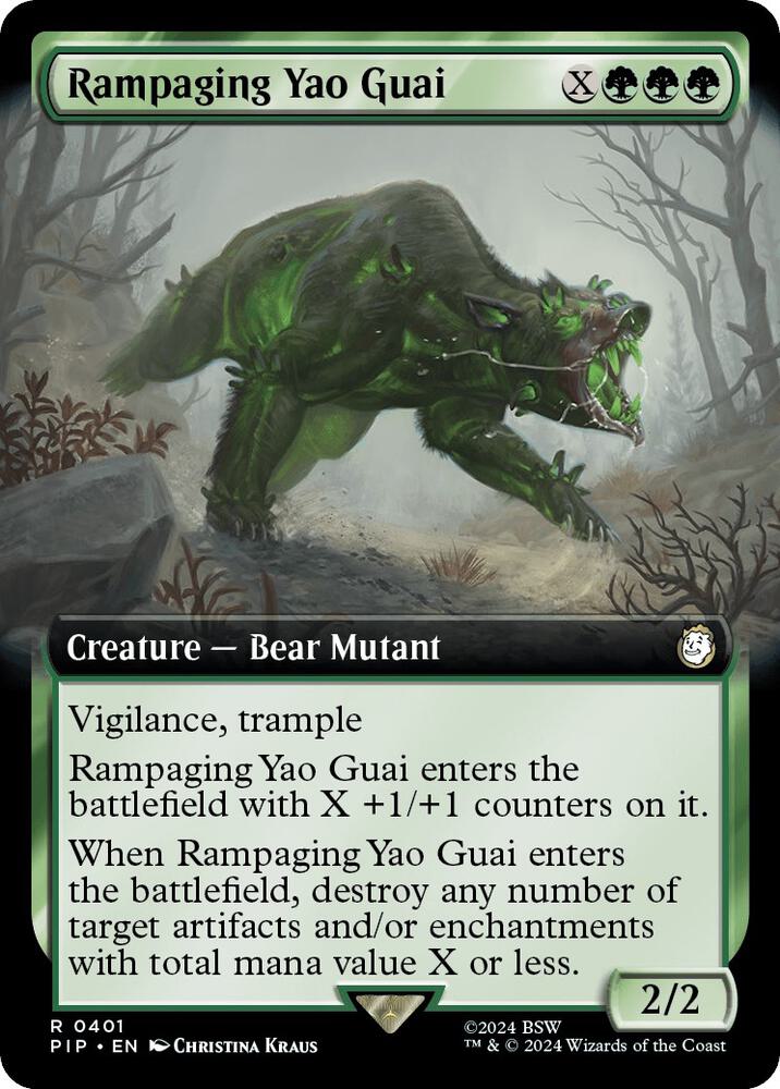 Rampaging Yao Guai (Extended Art) 401 card from Universes Beyond: Fallout