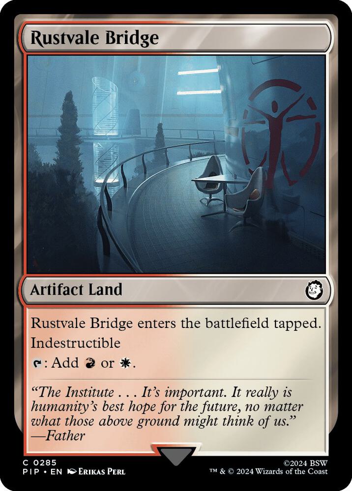 Rustvale Bridge 285 card from Universes Beyond: Fallout