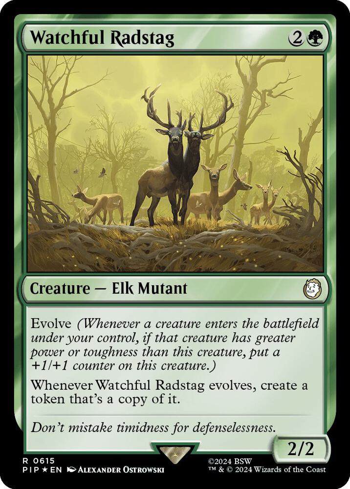 Watchful Radstag (Surge Foil) 615 card from Universes Beyond: Fallout